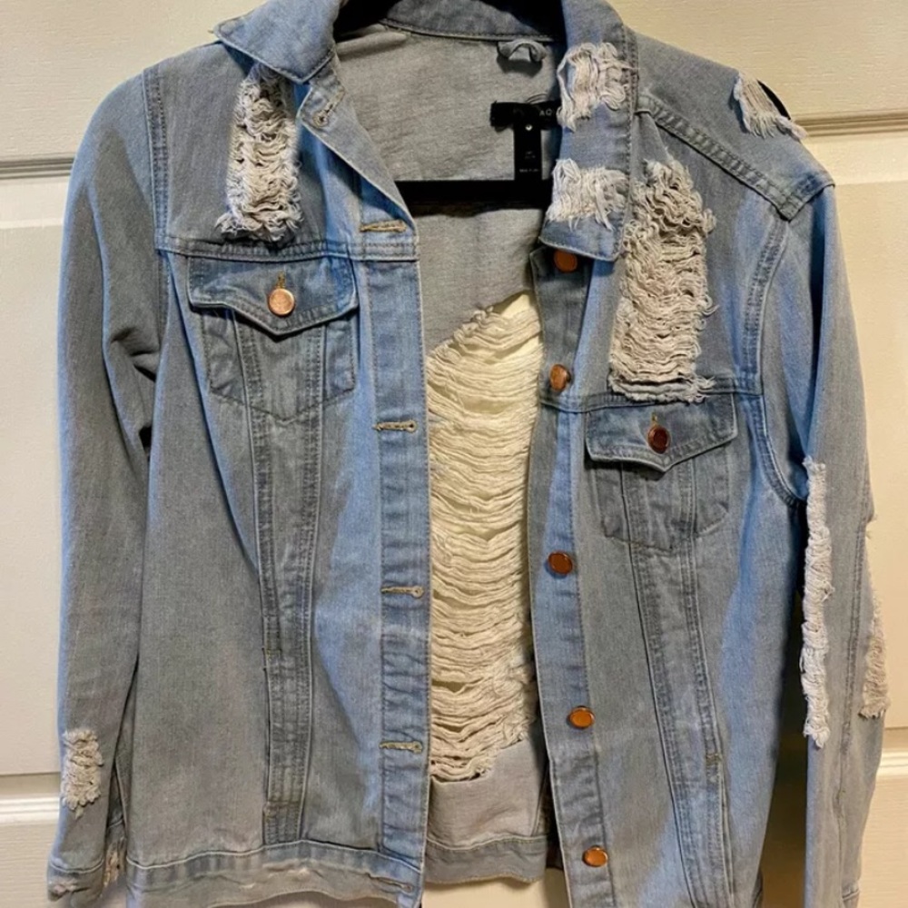 Aqua Jean Jacket Light-wash Denim Small